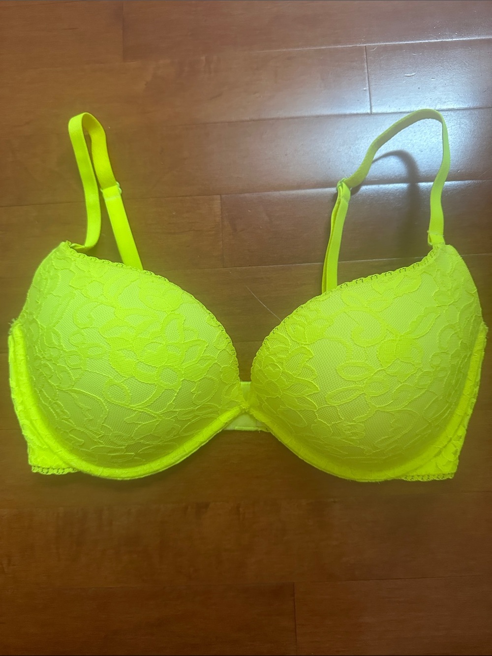 Victoria's Secret Neon Yellow Lace Push-Up Bra